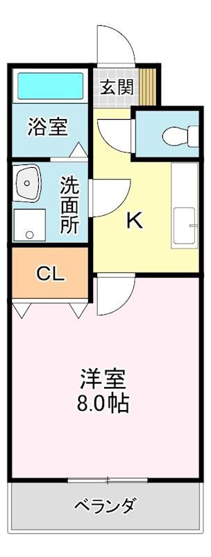 めぞん我楽舎(1K/1階)の間取り写真