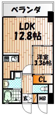 GALA PLATINUM COURT(1LDK/3階)の間取り写真