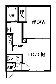 どんぐりの部屋(1LDK/2階)の間取り写真