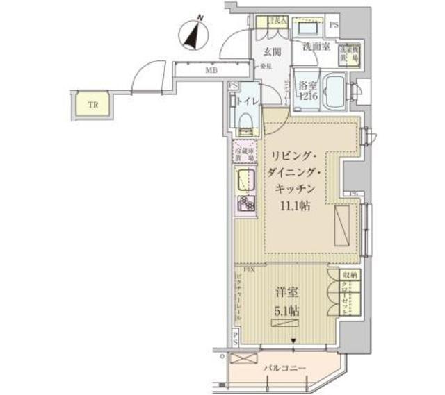 パークアクシス赤坂見附(1LDK/13階)の間取り写真