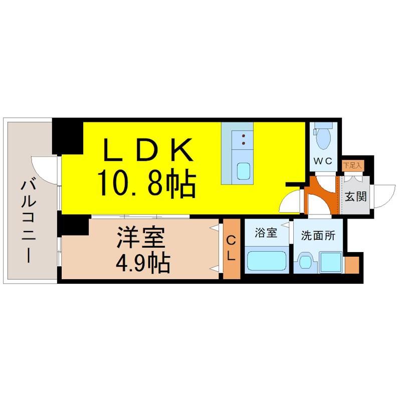 プレサンス上前津オレシア(1LDK/15階)の間取り写真