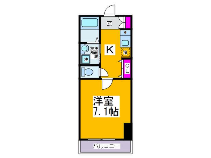 スワンズ難波パークビュー(1K/9階)の間取り写真