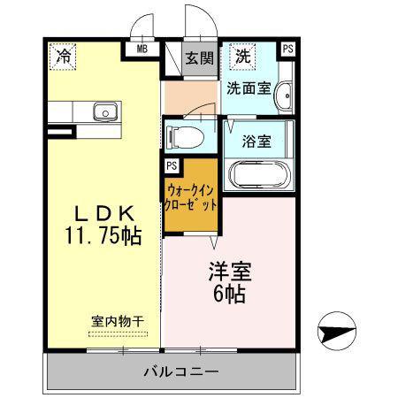 第1コスモスヴィラ(1LDK/2階)の間取り写真