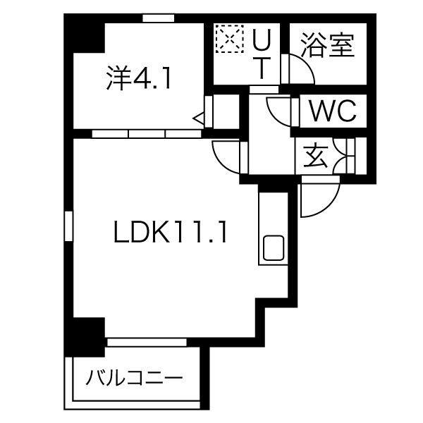 ベルルージュ名駅西(1LDK/4階)の間取り写真