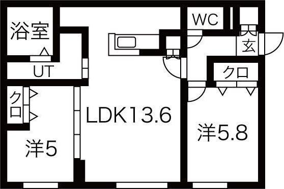 NOVEL南8条(2LDK/1階)の間取り写真