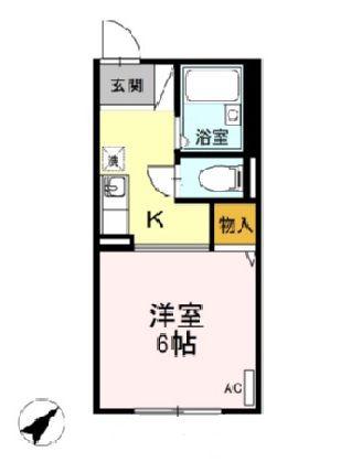 メゾンリヴィエールA(1K/2階)の間取り写真