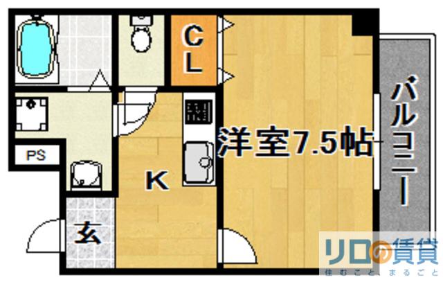 ヒルズ小松(1K/5階)の間取り写真