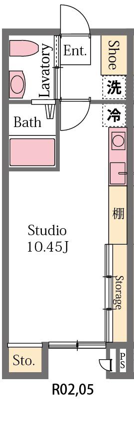 アルデバラン(ワンルーム/2階)の間取り写真