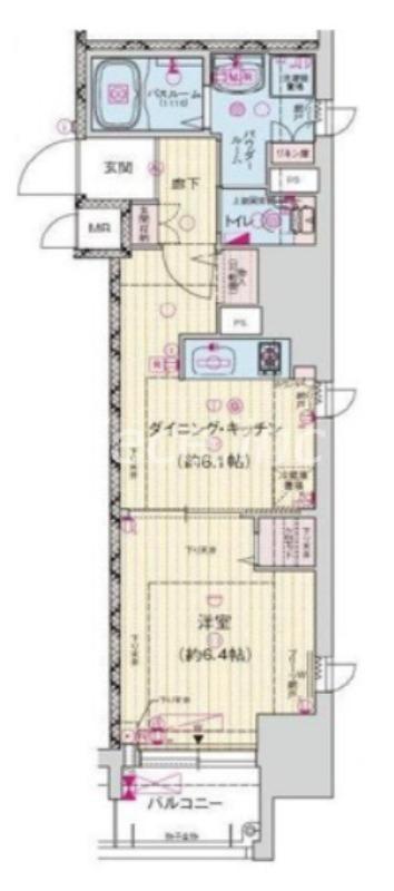 プレサンスタワー北浜(1DK/6階)の間取り写真