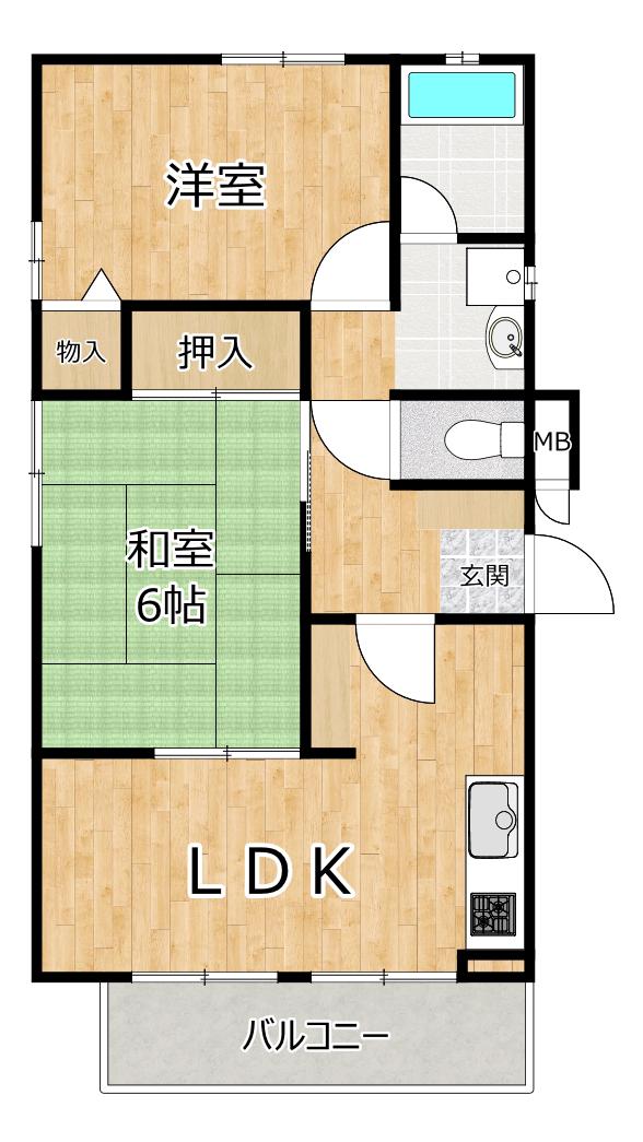 コーポ加島II(2LDK/2階)の間取り写真