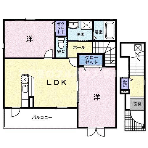フィオーレN(2LDK/2階)の間取り写真
