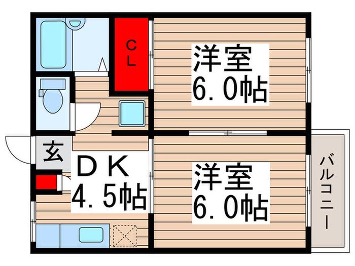 メゾントヨタホーム(2DK/1階)の間取り写真