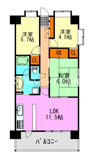ダイアパレス京葉蘇我II(3LDK/8階)の間取り写真