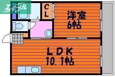 スカイホーク下伊福(1LDK/4階)の間取り写真