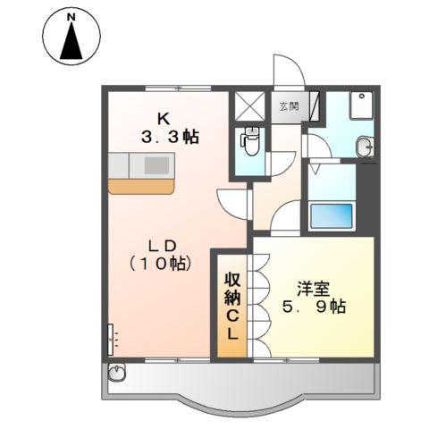SOLEIL LEVANT (1LDK/2階)の間取り写真
