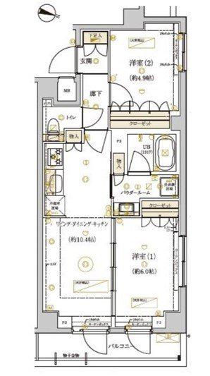 ドムスタイル武蔵小山(2LDK/1階)の間取り写真