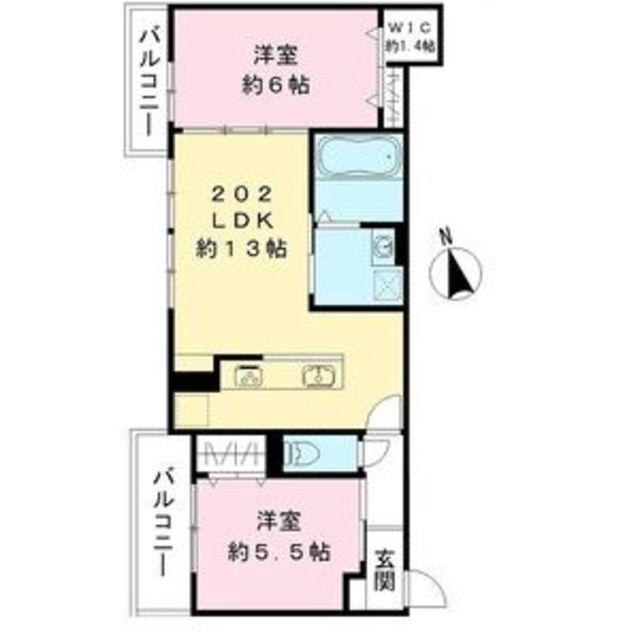 エスポアレジデンス(2LDK/2階)の間取り写真