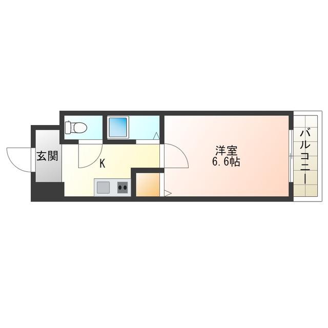 ベルフレージュ南堀江(1K/6階)の間取り写真