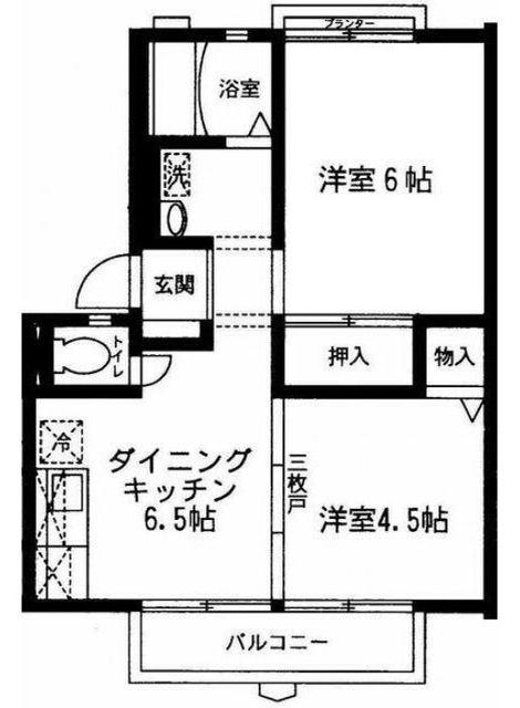 フェアモント北鎌倉(2DK/1階)の間取り写真