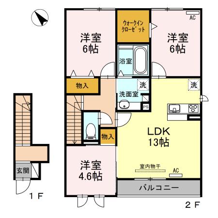 ウィスタリア(3LDK/2階)の間取り写真