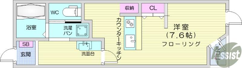 仙台市地下鉄南北線 泉中央駅 徒歩99分 2階建 築8年(ワンルーム/1階)の間取り写真