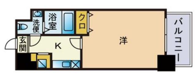 ソシアル天神(1K/2階)の間取り写真
