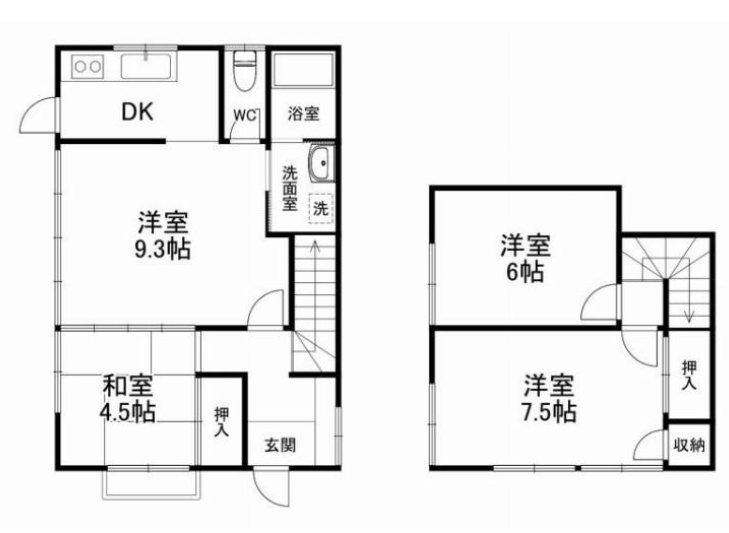 金杉コーポ(4DK/2階)の間取り写真