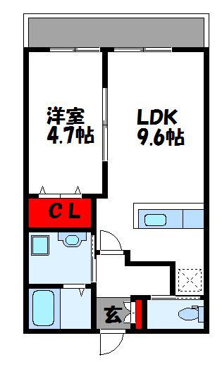 ファインフォレスタ夜臼(1LDK/1階)の間取り写真