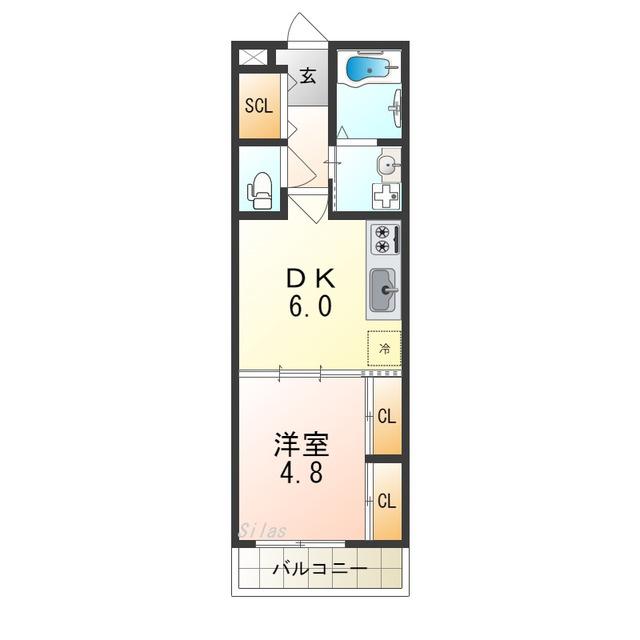 TKアンバーコート浜寺II(1DK/3階)の間取り写真