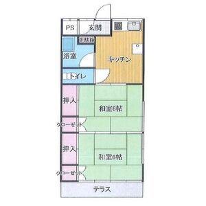 寿荘(2K/1階)の間取り写真