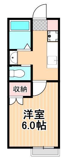 クリスタル竹の塚(1K/2階)の間取り写真