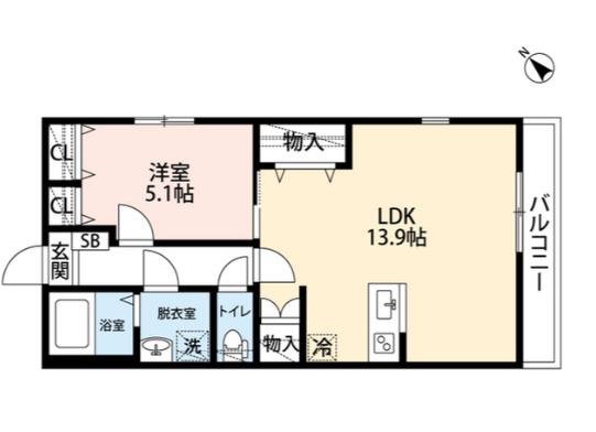 エクセラン上本郷II(1LDK/2階)の間取り写真