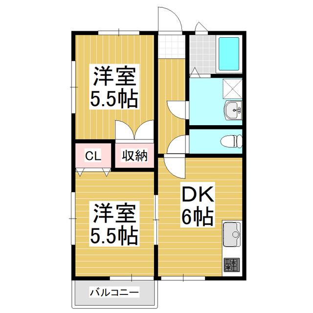 ストリームあづみ野(2DK/2階)の間取り写真