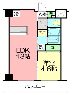 エクラン八芳(1LDK/3階)の間取り写真