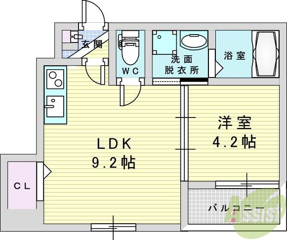 M-CITY大阪十三(1LDK/4階)の間取り写真