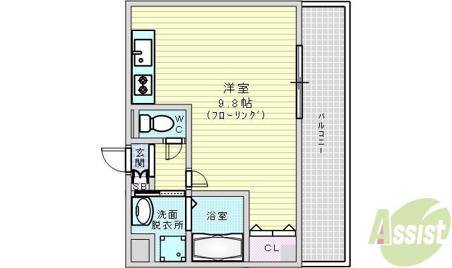 ロイヤルクイーンズパーク吹田片山町(ワンルーム/7階)の間取り写真