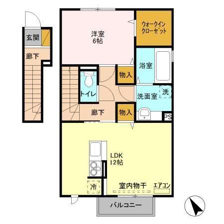 ルミエール(1LDK/2階)の間取り写真