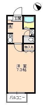 フェリカK(1K/2階)の間取り写真