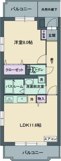 グリーングラスN(1LDK/1階)の間取り写真