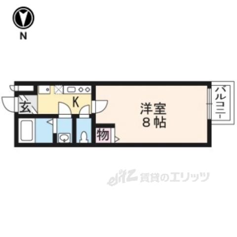 フラッティ龍大前(1K/1階)の間取り写真
