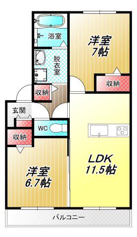 エコメゾンぴかり(2LDK/3階)の間取り写真