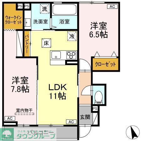 KT名取市手倉田 DーROOM工事(2LDK/1階)の間取り写真