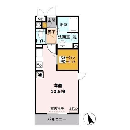 ロイヤルヒル三郷(ワンルーム/1階)の間取り写真