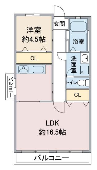 名栄ビル(1LDK/1階)の間取り写真