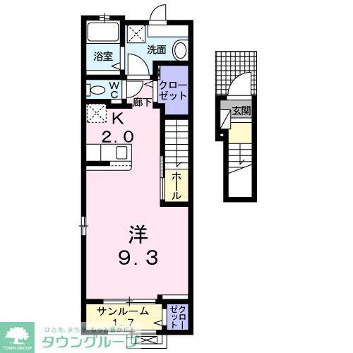 ユヌ ブリーズ(1K/2階)の間取り写真