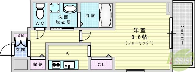 スプランディッドⅡ(1K/7階)の間取り写真