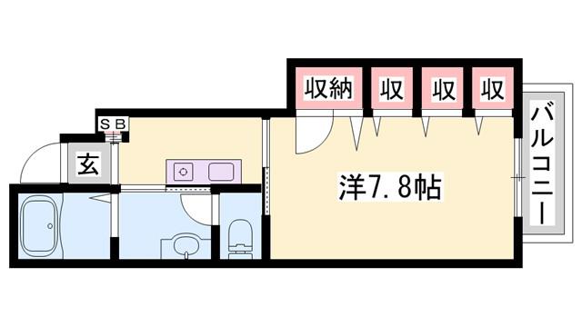 プランドールS(1K/1階)の間取り写真