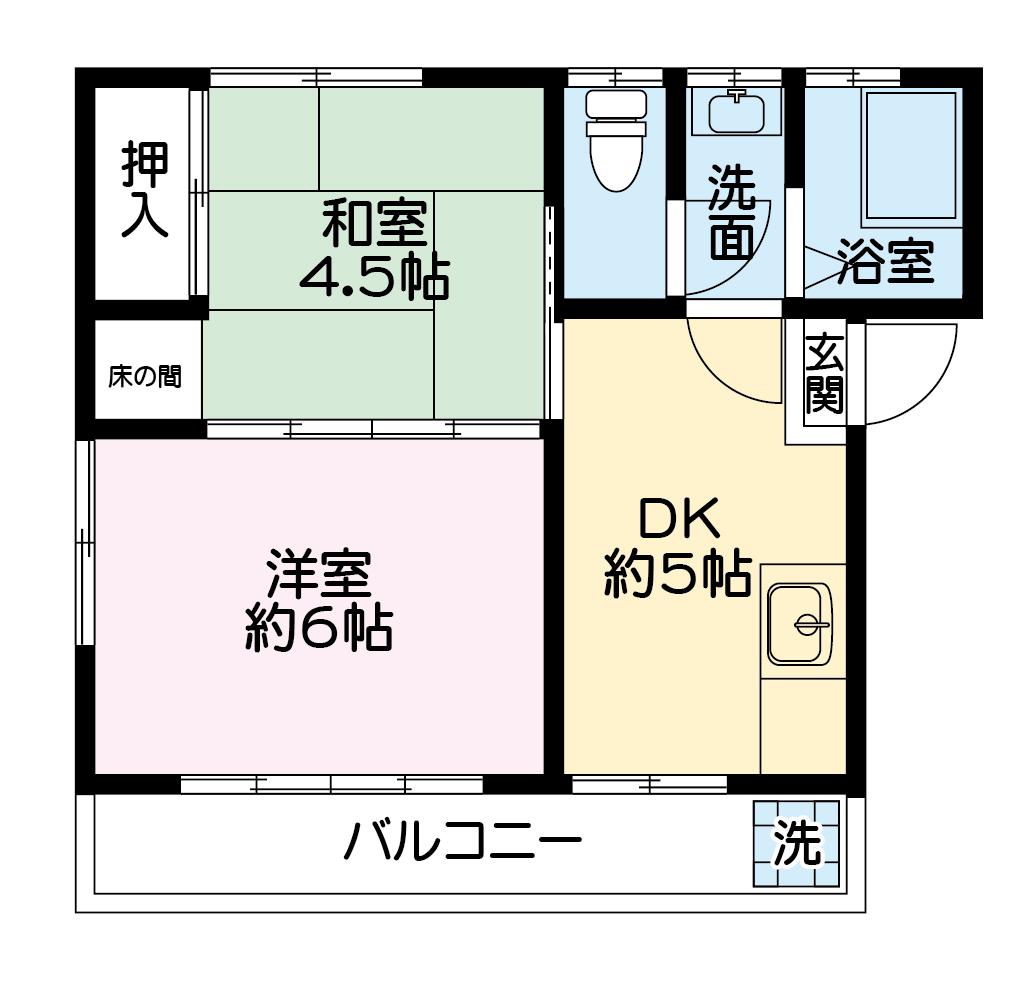 長野アパート(2DK/2階)の間取り写真