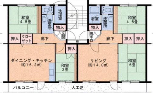 UR泉南一丘(4LDK/4階)の間取り写真