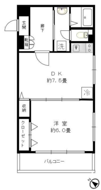 メゾンデュ―ク菖蒲園(1DK/3階)の間取り写真